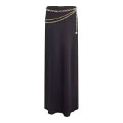 Zwarte Maxi Rok met Gouden Kettingen Paco Rabanne , Black , Dames