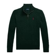 Wollen trui met rits en logo Ralph Lauren , Green , Heren