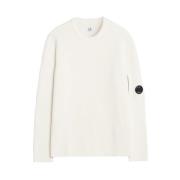 Rib Crew Neck Gebreide Trui C.p. Company , White , Heren