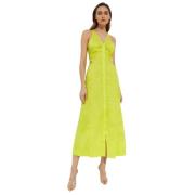 Limoen Groene Maxi Jurk met Bandjes Ganni , Green , Dames