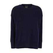 Blauwe Crewneck Cashmere Trui Plain Units , Blue , Dames