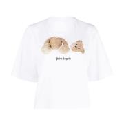 Witte Teddy Bear Cropped Tee Palm Angels , White , Dames