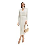 Beige Midi Jurk met Spiky Halslijn Roland Mouret , Beige , Dames