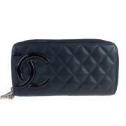 Pre-owned Leather wallets Chanel Vintage , Black , Dames