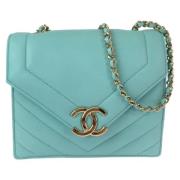 Pre-owned Leather crossbody-bags Chanel Vintage , Blue , Dames