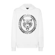 Witte hoodie Carbon Tiger stijl Plein Sport , White , Heren