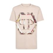 Beige Monogram T-shirt Glass Design Philipp Plein , Beige , Heren