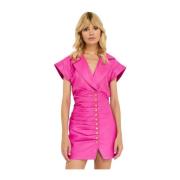 Roze Leren Mini Jurk Gia Retrofête , Pink , Dames