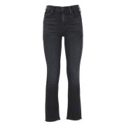 Zwarte Hoge Taille Katoenen Jeans Mother , Black , Dames