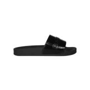 Zwarte Slippers met reliëflogo Dsquared2 , Black , Heren