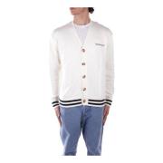 Witte Cardigan Sweater Logo Voorkant Knoop Guess , White , Heren