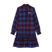 Mini geruite jurk met ruches Kenzo , Blue , Dames