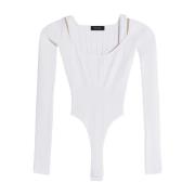 Beige Sculpting Gebreide Bodysuit met Cut-Out Mugler , White , Dames