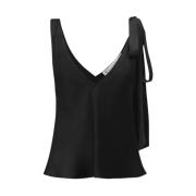 Zwarte Zijden V-Hals Top JW Anderson , Black , Dames