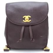 Pre-owned Leather backpacks Chanel Vintage , Brown , Dames