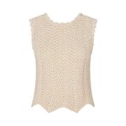 Beige Gehaakte Top met Gedetailleerde Afwerking Modström , Beige , Dam...