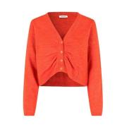 Rode Cropped V-Hals Vest met Ruching Modström , Orange , Dames