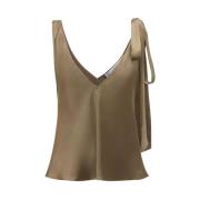 Zijden Olijf V-Hals Top JW Anderson , Green , Dames