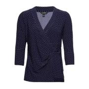 Gestippelde blouse met strik Ralph Lauren , Blue , Dames