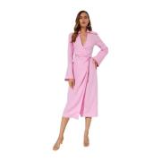 Linnen midi jurk met overslag strik Nanushka , Pink , Dames