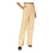 Beige Silke Broek Klassiek Hoge Taille Nanushka , Beige , Dames