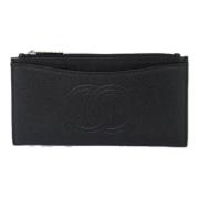 Pre-owned Leather wallets Chanel Vintage , Black , Dames