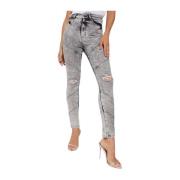 Grijze Distressed High-Waisted Skinny Jeans Retrofête , Gray , Dames