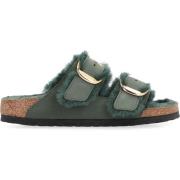 Gezellige Bontgevoerde Slides Birkenstock , Green , Dames