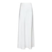 Elegant Sateen Bias Cut Skirt Neo Noir , White , Dames