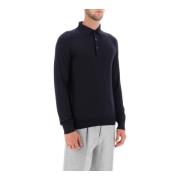 Luxe Cashmere Zijden Polo Trui Ermenegildo Zegna , Blue , Heren