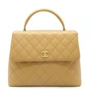 Pre-owned Leather handbags Chanel Vintage , Beige , Dames