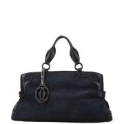 Pre-owned Suede handbags Cartier Vintage , Black , Dames