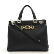 Pre-owned Leather handbags Gucci Vintage , Black , Dames