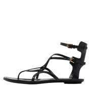 Pre-owned Leather sandals Ralph Lauren Pre-owned , Black , Dames