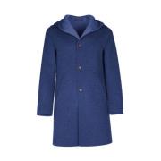 Blauwe wollen jas met Loro Piana-stof Made in Italia , Blue , Heren