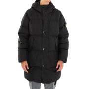 Zwarte Echte Dons Blouson Jas Stone Island , Black , Heren