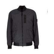 Houtskool Bomberjack met Iconisch Logo Stone Island , Black , Heren