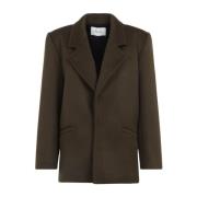 Dubbele Jas in Khaki Groen Saint Laurent , Green , Dames