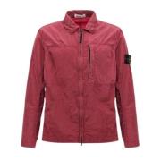 Roze Nylon Overshirt met Compass Logo Stone Island , Pink , Heren