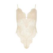 Crème Kant V-hals Body Illustration Zimmermann , Beige , Dames