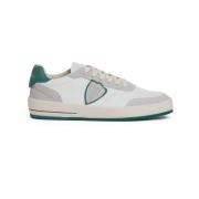 Witte Leren Sneakers met Groene Spoiler Philippe Model , Multicolor , ...