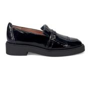 Zwarte leren mocassin met franjedetail Hispanitas , Black , Dames