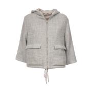 Hooded jas met dubbele rits Le Tricot Perugia , Gray , Dames