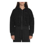 Hoodie met rits en logo Emporio Armani EA7 , Black , Dames