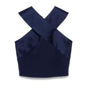 Gekruiste Top met Halslijn Balmain , Blue , Dames