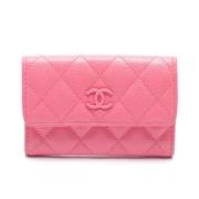 Pre-owned Leather wallets Chanel Vintage , Pink , Dames