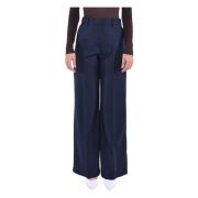 Wijde Pijp Wol Stretch Palazzo Broek Max Mara Weekend , Blue , Dames