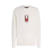 Grafische Crew Neck Sweater Tommy Hilfiger , White , Heren