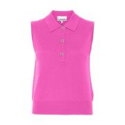 Roze Wol Kasjmier Poloshirt Ganni , Pink , Dames