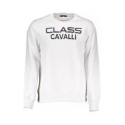 Wit Katoenen Sweatshirt met Gedurfde Applicatie Cavalli Class , White ...